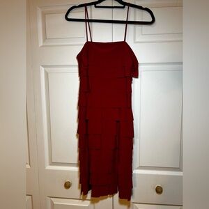 JS Collections Women’s 4 Scarlet Red Tiered Dress Spaghetti Straps Formal Padded